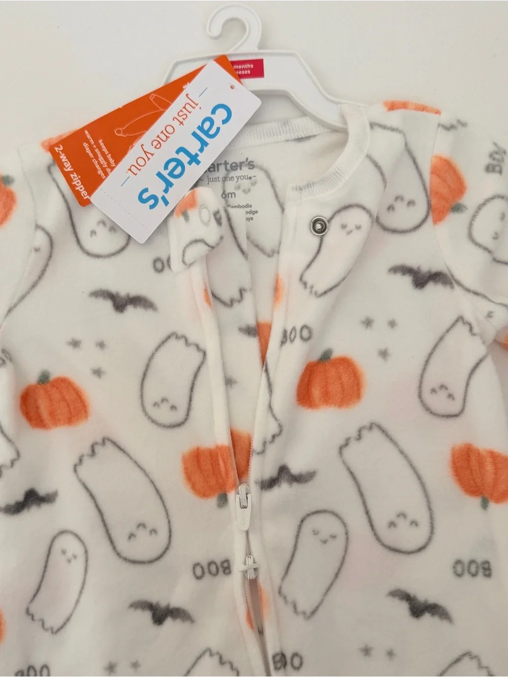 Carter's NWT Halloween Fleece Footed Sleeper 6M Ghost Pumpkin Pajamas